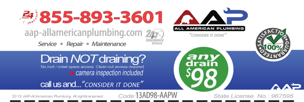 AAP-All American Plumbing Coupon Any Drain With Camera Inspection